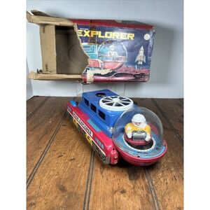 Vintage 60s Moon Explorer Gakken Toy Japan Space Tin Litho With Box Astronaut